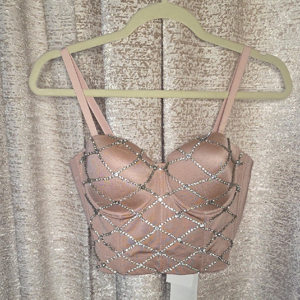 Embellished Blush Pink Bustier Top